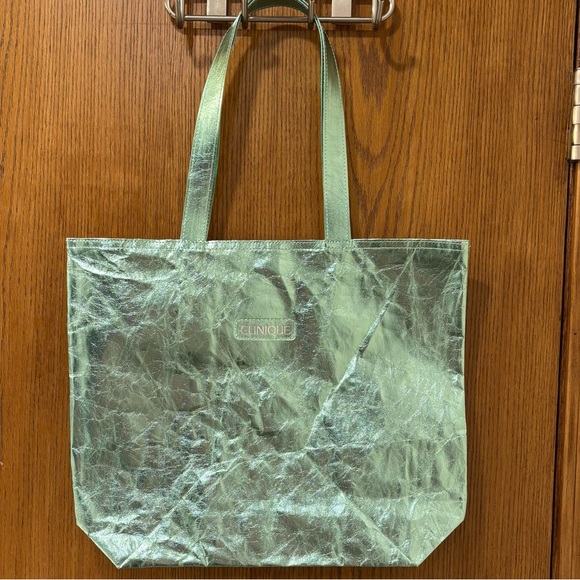 Clinique Handbags - Clinique metallic green y2k tote bag